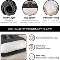 ALLOPERA Pregnancy Pillow, Full Body 57 Inch Maternity Pillow with Removable Washable Cover - Sleep Support for Legs, Back, Neck, Shoulder, HIPS, Belly for Pregnent Women, Black Grey Velvet Cover