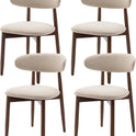 COLAMY Wooden Dining Chairs Set of 4, Modern Fabric Upholstered Kitchen Side Chairs, Farmhouse Dining Room Chair with Foot Pegs, Beige