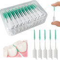 Dental Floss Picks Soft Silicone interdental Brush, Braces Brush, Floss Picks for Teeth, Disposable interdental Brush, Suitable for Cleaning Teeth Health(Green, 160pcs)