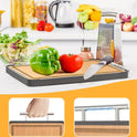 Cutting Boards for Kitchen - Food Grade Double Sided Pure Titanium& Bamboo Chopping Board with Handle, Slip resistant Non-toxic Charcuterie Board Housewarming Gifts (16×11)