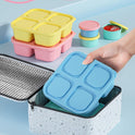 4 Pcs Snack Box Containers Set, Reusable 4 Compartment Lunchable Container with 2Pcs Sauce Containers, Stackable BPA-Free Bento Box for School, Work, Travel (4 Color)