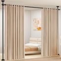 Room Divider Curtain Rod, No Drilling Room Separator for Space Partition Adjustable 4-10ft(H) 28-70inch(W) Heavy Duty Temporary Wall Divider Floor to Ceiling Tension Rod, Black