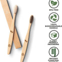 Greenzla Bamboo Toothbrushes for Adults – 12 Pack Wooden Toothbrush Set with Charcoal-Infused Soft Bristles, Natural Oral Care for Daily Use
