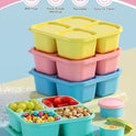 4 Pcs Snack Box Containers Set, Reusable 4 Compartment Lunchable Container with 2Pcs Sauce Containers, Stackable BPA-Free Bento Box for School, Work, Travel (4 Color)