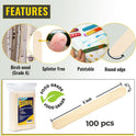 100 Piece Large Jumbo Wooden Craft Sticks (6" x 3/4"), Premium Natural Organic Wood for Waxing, Craft Project, Tongue Depressor, Popsicle, Ice Cream Stick,Woodcraft, Paint Stirrer and Art - Apremont