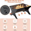 Camping Campfire Grill, 16"Lx12"D Portable Folding Charcoal Grills, Backpacking BBQ Grill with Carry Bag, Outdoor Fire pit for Camping, Picnic, Bonfire, Patio, Backyard