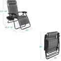 Best Choice Products Set of 2 Adjustable Steel Mesh Zero Gravity Lounge Chair Recliners w/Pillows and Cup Holder Trays - Gray
