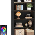 Tribesigns Tall Bookcase Black Bookshelf, 70.8” Large Bookcases Organizer with LED Lights, Heavy Duty Free-Standing Library Bookshelf with 5-Tier Storage Shelves for Living Room, Bedroom (Black)