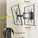 monTEK Full Motion TV Wall Mount for 23–65 Inch Flat & Curved TVs and Monitors, Swivel & Tilt Articulating Bracket, Max VESA 400x400mm, Holds up to 77 lbs, Perfect Center Design