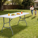 6ft Folding Table - Heavy Duty Portable Table for Parties, Camping & BBQs, Folds in Half for Easy Storage, No Assembly Required, White