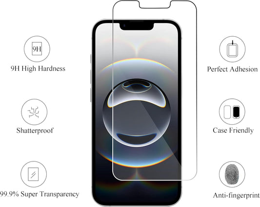 Ailun Screen Protector for iPhone 16e / iPhone 14 / iPhone 13 / iPhone 13 Pro [6.1 Inch] Display 3 Pack Tempered Glass, Case Friendly [Not for iPhone 16 6.1 Inch]