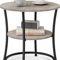 VASAGLE Side Table, 2-Tier Round End Table, Nightstand with Steel Frame for Small Spaces, Living Room, Bedroom, Heather Greige and Ink Black