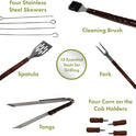 Cuisinart 13-Piece Grill Tool Set, Stainless-Steel BBQ Utensils & Accessories - Cart Shape