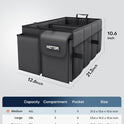 HOTOR Trunk Organizer - Car Organizer, Foldable Trunk organizer for SUVs & Sedans, Sturdy Car Organization for Car Accessories, Tools, Sundries, Black, 2 Compartments, 21.3"×12.6"×10.6"