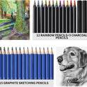 PRINA 81 Drawing Set Sketching Kit, Pro Sketch Pencils Art Supplies with Rainbow, Colored, Graphite, Watercolor, Metallic, Charcoal Pencil, Sketchbook, Coloring Book, Gift Case for Artists Adults Kids