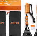 AstroAI 2 Pack 27" Snow Brush and Ice Scrapers for Car Windshield, Detachable Snow Scrapers with Ergonomic Foam Grip for Cars, Trucks, SUVs (Heavy Duty ABS, PVC Brush, Orange)
