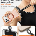 TORRAS Phone Lanyard Crossbody with 2 Phone Tabs, Adjustable Anti Theft Phone Strap for All Phones, Premium Metal Buckles, Skin-Friendly, Universal Cell Phone Neck lanyard for Travel Essentials, Black