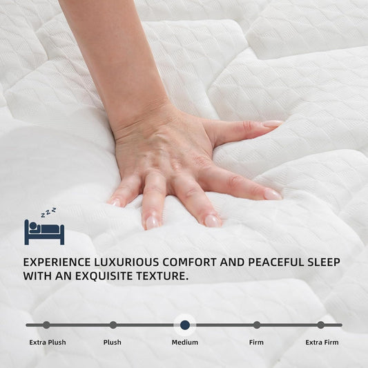 Queen Mattress 12 Inch | Hybrid Mattresses Queen Size in a Box | Medium Firm Memory Foam and Individual Pocket Springs | Fiberglass Free Bed Mattres | Breathable | CertiPUR-US