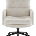 IWMH High-Back Home Office Chair,Upholstered Desk Chair with Armrests,Height Adjustable Armchair with Wheels, Swivel Office Desk Chair, Ergonomic Computer Task Chair, Leisure Armchair Cashmere(White)