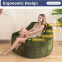 MAXYOYO Bean Bag Chair, Comfy Bean Bag Sofa with Back Support, Faux Fur Bean Bag Chair for Adults and Kids, Stuffed Floor Sofa for Living Room, Bedroom, Apartment, Green