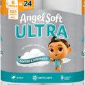 Angel Soft Ultra Toilet Paper, 6 Mega Rolls = 24 Regular Rolls, 2 Ply Toilet Tissue