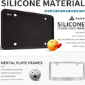 Aujen Silicone License Plate Frames Black, 2 Pack Car License Plate Frame, Universal US Black License Plate Holders Brackets Rust-Proof, Weather & Rattle-Proof, Car Accessories