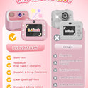Instant Camera, Front Rear Dual Selfie Kids Camera with 1080P Videos, Holiday Birthday Gifts for Kids Age 3-12, Toddler Portable Travel Print Digital Camera Toy for 4 5 6 7 8 9 Year Boys Girls