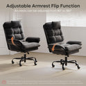 Bestier Cross Legged Office Chair, Criss Cross Chair with Adjustable Arms, 135° Reclining Velet Executive Chair with Wheels, Big and Tall Computer Desk Chair for Home, Office - Black