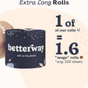 Betterway Bamboo Toilet Paper 3 Ply - Sustainable Toilet Tissue - 12 Double Rolls & 360 Sheets Per Roll - Septic Safe - Organic, Plastic Free - FSC Certified