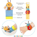 Bloobloomax Wrist Rattle Socks and Foot Finder Set, Infant Girl Boy Toys for Babies 0-36 Months, Newborn Hand & Foot Toys for 0 to 3 Years, Baby Shower Gifts Set (Red Gift Box)