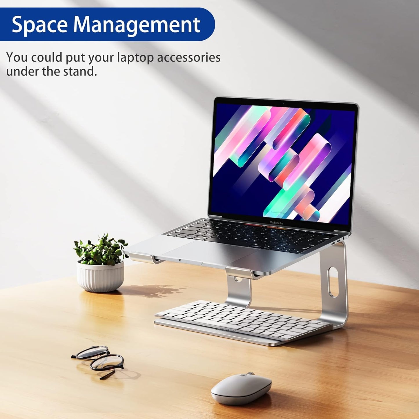 BESIGN LS03 Aluminum Laptop Stand, Ergonomic Detachable Computer Stand, Notebook Riser Compatible with Air, Pro, Dell, HP, Lenovo More 10-15.6" Laptops, Silver