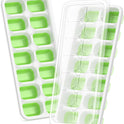 Ice Cube Tray with Lid, 2 Packs 28 Cubes Durable Stackable Ice Cube Trays for Freezer with Removable Lids, Easy-Release Plastic & Silicone Ice Tray for Cocktail, Coffee
