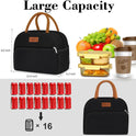 Coobiiya Lunch Box Lunch Bag for Women Adults Men, Reusable Cute Lunch Pail bag - Leakproof, Insulated Lunch Box Tote with Large Capacity, Cooler Lunch Container for Work/Travel/Office (Black)