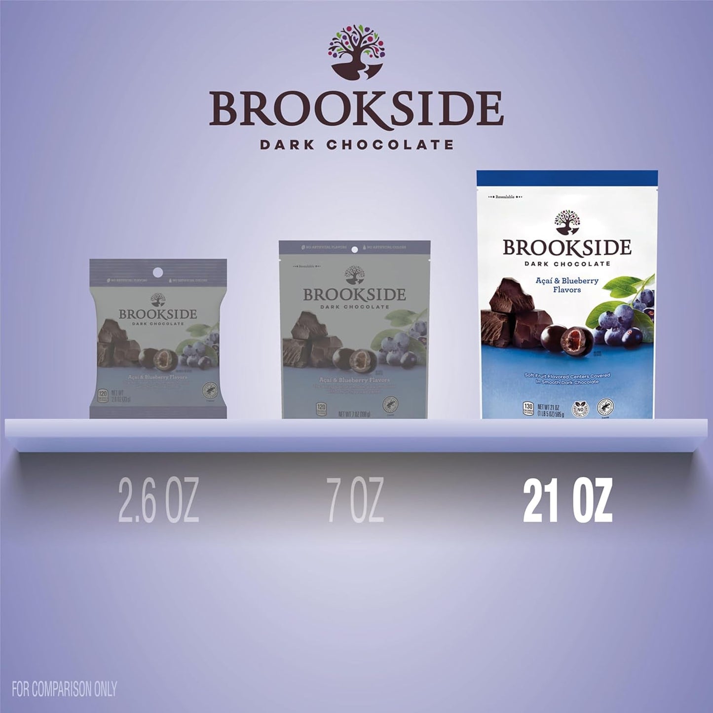 BROOKSIDE Dark Chocolate, Acai and Blueberry Flavored Snacking Chocolate Bag, 21 oz