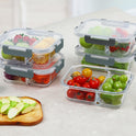 M MCIRCO 10-Pack,30 Oz Glass Meal Prep Containers 2 Compartments Airtight Lunch Bento Boxes with Lids, Glass Food Storage Containers, Microwave, Oven, Freezer and Dishwasher
