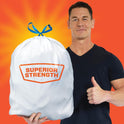 Hefty Strong White 13 Gallon Trash Bags with Drawstrings, Unscented Tall Kitchen Trash Bags, Resists Leaks, Punctures, and Tears, Durable Closure, 120 Ct.