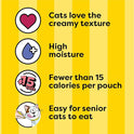Temptations Creamy Puree with Chicken, Salmon, and Tuna Variety Pack of Lickable, Squeezable Cat Treats, 0.425 Oz Pouches, 24 Count