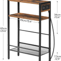 HOOBRO Small Narrow Side Table with Charging Station, Skinny End Table for Small Spaces, Slim Nightstand with USB Ports Outlet, Sofa Beside Table with Storage Shelf, Rustic Brown and Black BF102UBZ01