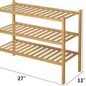 3-Tier Bamboo Shoe Rack Organizer for Entryway & Closet – Stackable Freestanding Shoe Shelf, Eco-Friendly