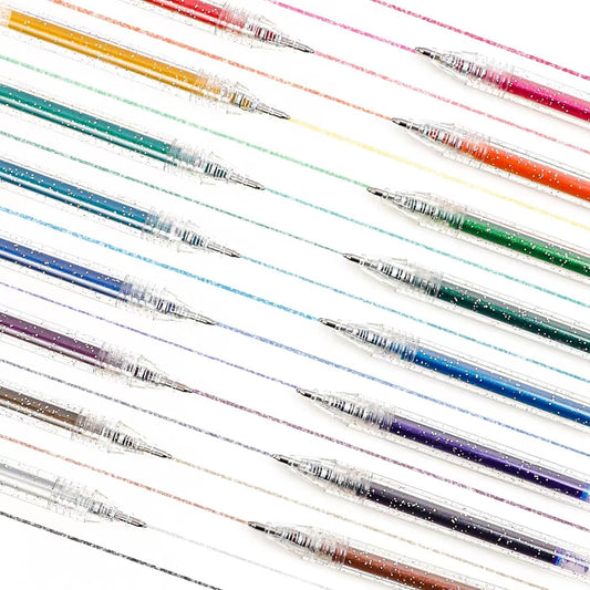 Grabie Glitter Gel Pens 18 Colors, Metallic Vibrant Sparkle Gel Pens for Coloring, Retractable Sparkle Glitter Pens for Adults,Colored Gel Pens for Adult Coloring Books and Drawing
