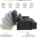 MAXYOYO Adjustable Floor Sofa Couch with 2 Pillows, Multi-Functional Bean Bag Bed, 5-Position Foldable Lazy Sofa Sleeper Bed with Armrest, Versatile Floor Seating for Reading, Dark Grey, Double