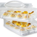 Snapware (2-Layer, 24 Eggs) Plastic Detachable Deviled Egg Carrier Storage Container With Lid and Handle, Freezer Dishwasher Microwave Safe