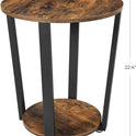 VASAGLE Round Side End Table, 2-Tier Accent Bedside Table with Storage Shelf, Easy Assembly, Nightstand for Small Spaces, Living Room, Bedroom, Rustic Brown and Ink Black ULET57X