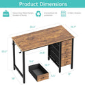 Lufeiya 40 inch Computer Desk with 4 Fabric Drawers, Kids Student Reversible Small Desks for Home Office Small Space, Work PC Desk Table for Bedroom, Rustic Brown