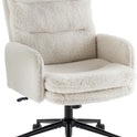 IWMH High-Back Home Office Chair,Upholstered Desk Chair with Armrests,Height Adjustable Armchair with Wheels, Swivel Office Desk Chair, Ergonomic Computer Task Chair, Leisure Armchair Cashmere(White)