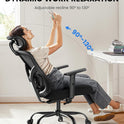 NOBLEWELL Ergonomic Office Chair with Padded Lumbar Support, 2D Headrest, Adjustable Armrests, Upgraded Contoured Seat Cushion, 130° Rocking Tilt, Computer Chair for Home Office, NWOC1-1