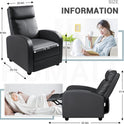 Homall Modern Recliner Chair Padded Seat Pu Leather for Living Room Single Sofa Recliner Seat Club Chair Home Theater Seating (Black)