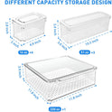 Pomeat 10 Pack Fridge Organizer, Stackable Refrigerator Bins with Lids, BPA-Free Produce Fruit Storage Containers for Fridge, Clear for Food, Drinks, Vegetable