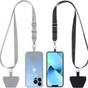 CACOE Phone Lanyard 2 Pack-2× Adjustable Neck Strap,2× Phone Patches,Universal Cell Phone Multifuctional Patch Lanyards Compatible with Most Smartphones(Black+Gray)