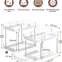 Delamu 2-Tier Multi-Purpose Bathroom Under Sink Organizers and Storage, Stackable Kitchen Pantry Organization, Pull Out Medicine Cabinet Organizer with Movable Dividers, White, 2 Pack